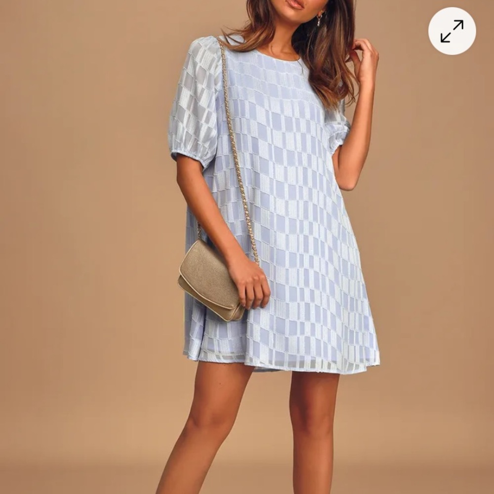 Elegant Blue Checkered Dress